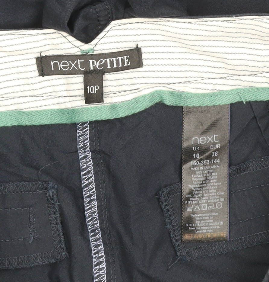 Next Women’s Navy Petite UK 10P Cotton Chino Trousers Pockets
