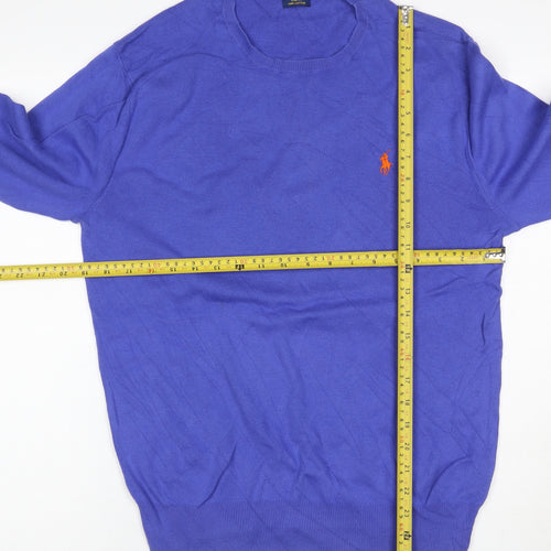 Polo Ralph Lauren Men Blue M Slim Fit Pima Cotton Crew Neck Jumper