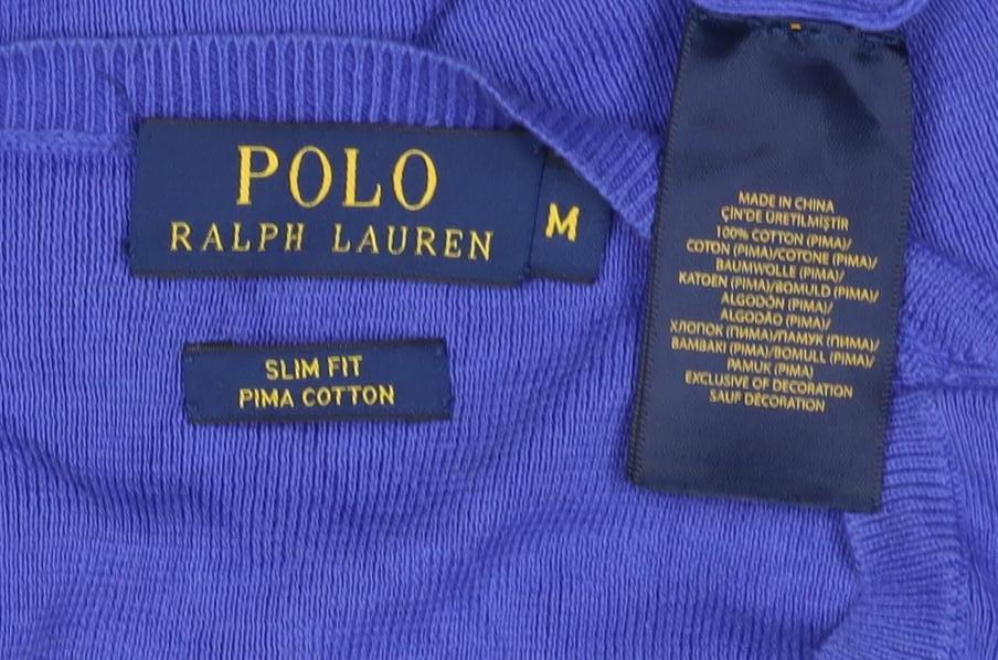 Polo Ralph Lauren Men Blue M Slim Fit Pima Cotton Crew Neck Jumper