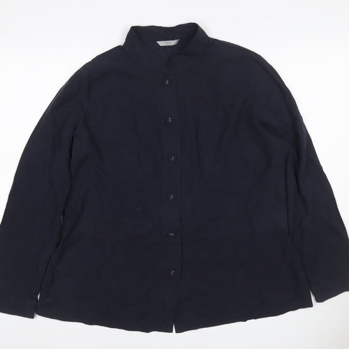 Marks and Spencer Women’s Navy UK 18 Silk Tunic Button-Up Blouse