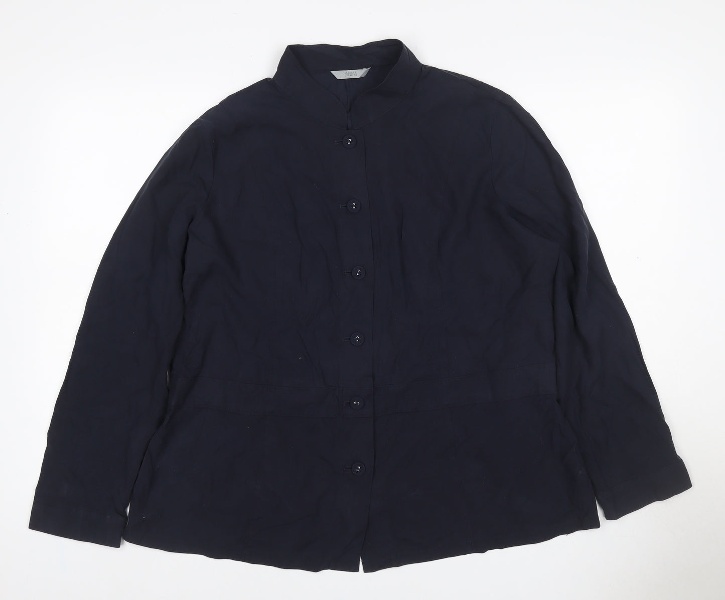 Marks and Spencer Women’s Navy UK 18 Silk Tunic Button-Up Blouse