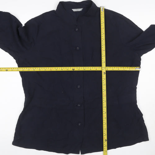 Marks and Spencer Women’s Navy UK 18 Silk Tunic Button-Up Blouse