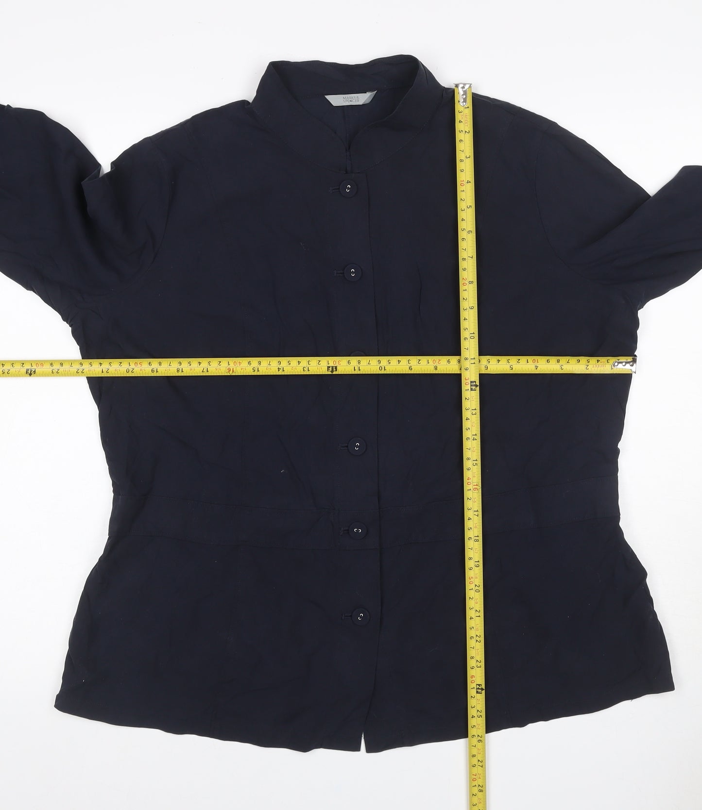 Marks and Spencer Women’s Navy UK 18 Silk Tunic Button-Up Blouse