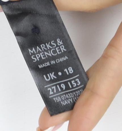 Marks and Spencer Women’s Navy UK 18 Silk Tunic Button-Up Blouse