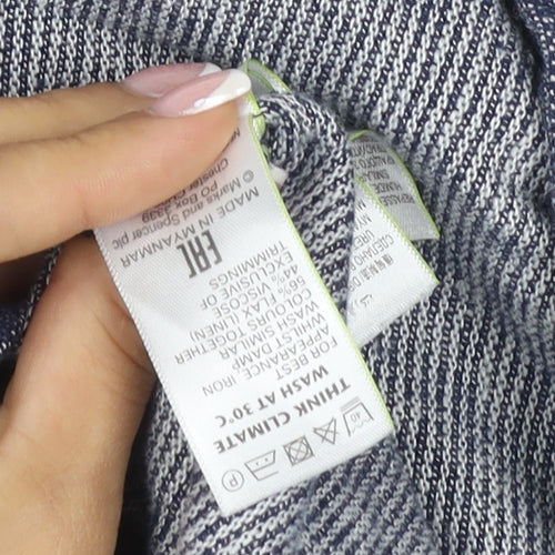 M&S Women’s Blue Linen Cotton Blend Open Front Blazer UK 18