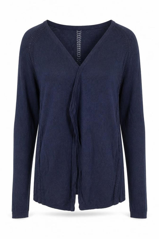 FatFace Women’s Blue Size 12 Open Knit V-Neck Long Sleeve Cardigan