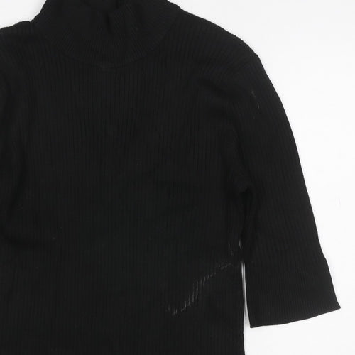DKNY Women’s Black UK 12 Ribbed Zip Neck Long Sleeve Tunic Top