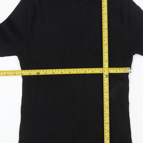 DKNY Women’s Black UK 12 Ribbed Zip Neck Long Sleeve Tunic Top
