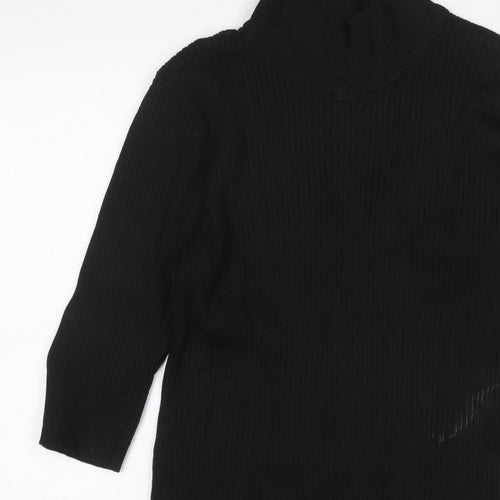 DKNY Women’s Black UK 12 Ribbed Zip Neck Long Sleeve Tunic Top