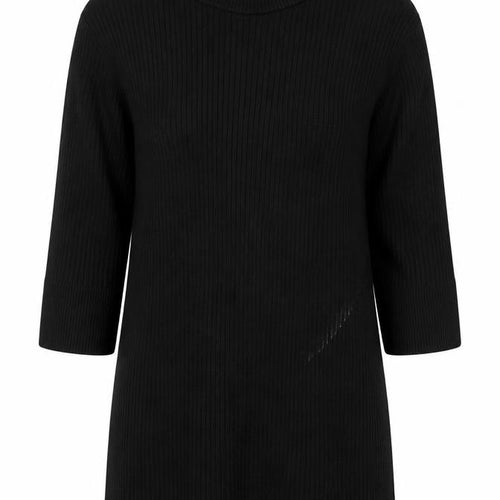 DKNY Women’s Black UK 12 Ribbed Zip Neck Long Sleeve Tunic Top