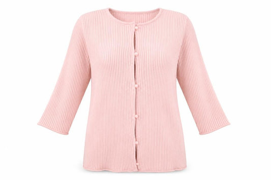 ASOS Design Women Pink UK 12 Rib Knit Button 3/4 Sleeve Cardigan