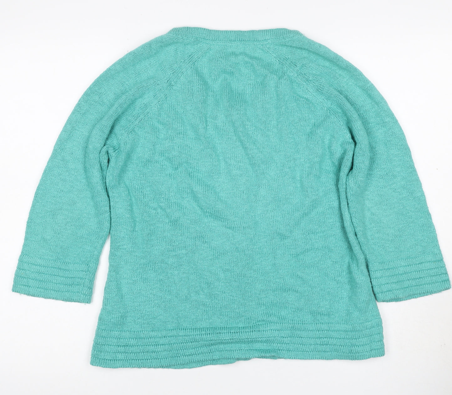 Per Una Women’s Green Size 8 Ramie Cotton V-Neck Button Cardigan