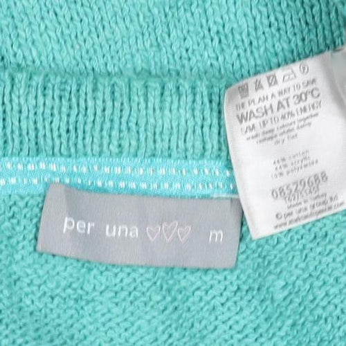 Per Una Women’s Green Size 8 Ramie Cotton V-Neck Button Cardigan