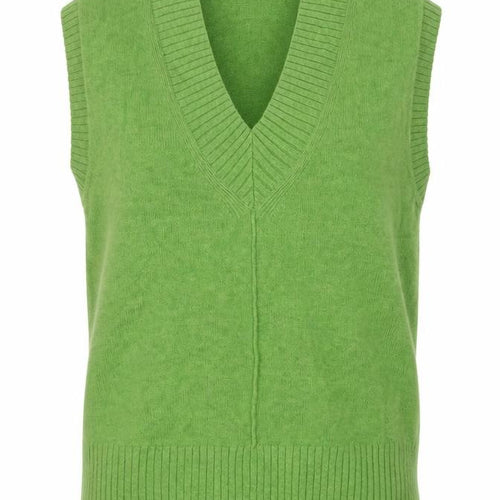 Marks and Spencer Women Green S V-Neck Sleeveless Knit Jumper Vest