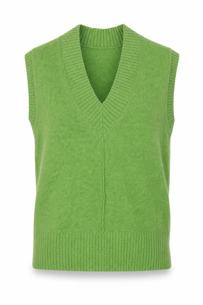 Marks and Spencer Women Green S V-Neck Sleeveless Knit Jumper Vest