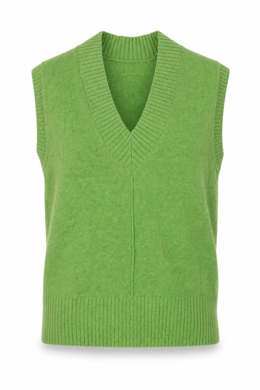 Marks and Spencer Women Green S V-Neck Sleeveless Knit Jumper Vest
