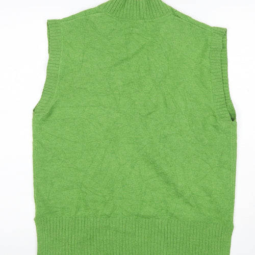 Marks and Spencer Women Green S V-Neck Sleeveless Knit Jumper Vest