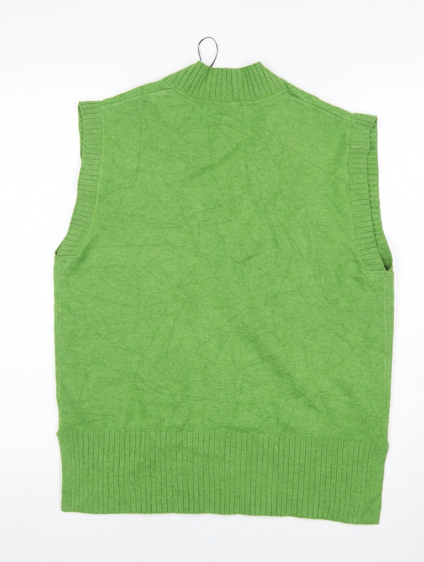 Marks and Spencer Women Green S V-Neck Sleeveless Knit Jumper Vest