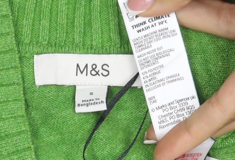Marks and Spencer Women Green S V-Neck Sleeveless Knit Jumper Vest