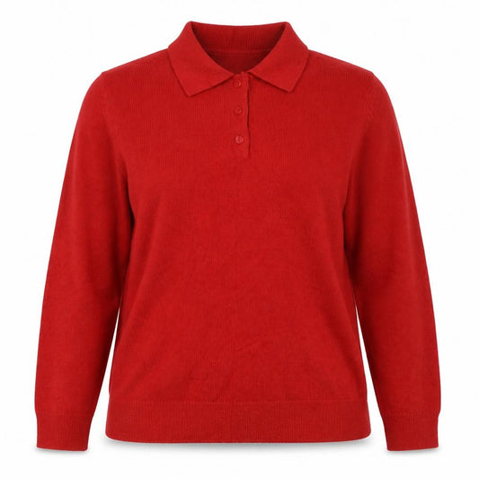 Damart Women’s Red Size 16 Collared Henley Button Knit Jumper