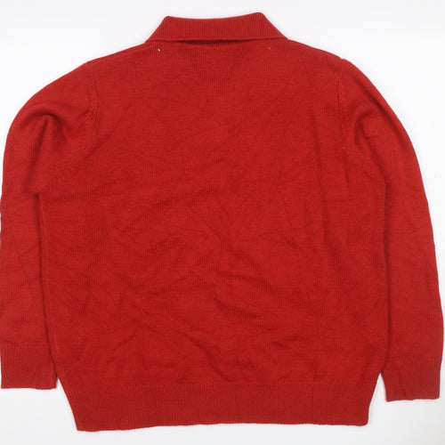 Damart Women’s Red Size 16 Collared Henley Button Knit Jumper