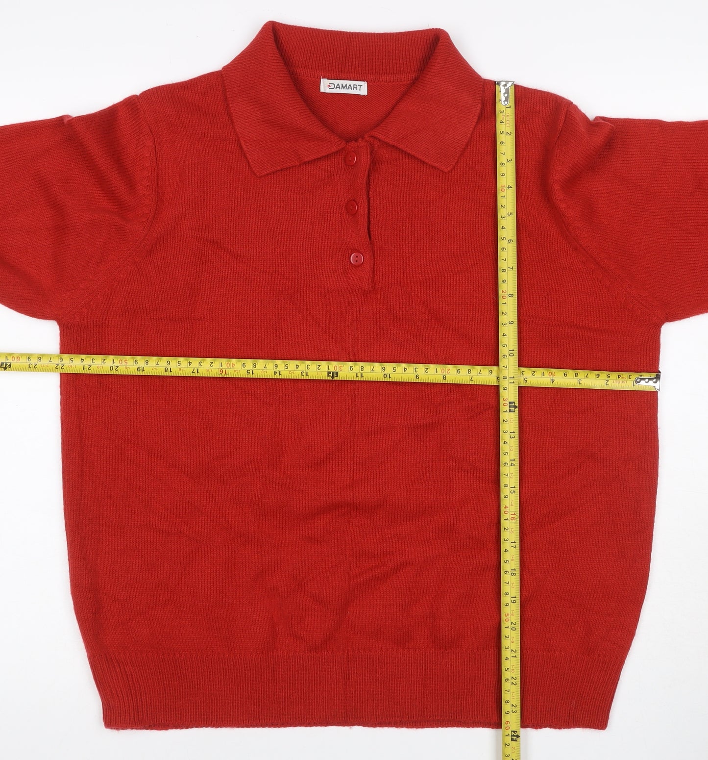 Damart Women’s Red Size 16 Collared Henley Button Knit Jumper