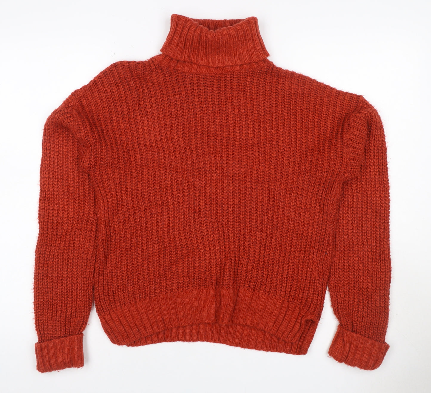Glamorous Women’s Orange XS Chunky Knit Roll Neck Pullover Jumper
