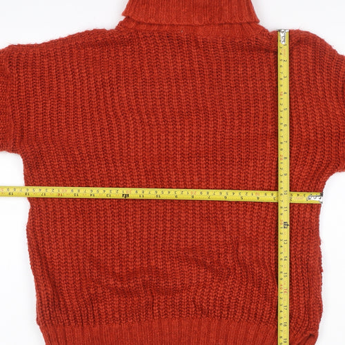 Glamorous Women’s Orange XS Chunky Knit Roll Neck Pullover Jumper