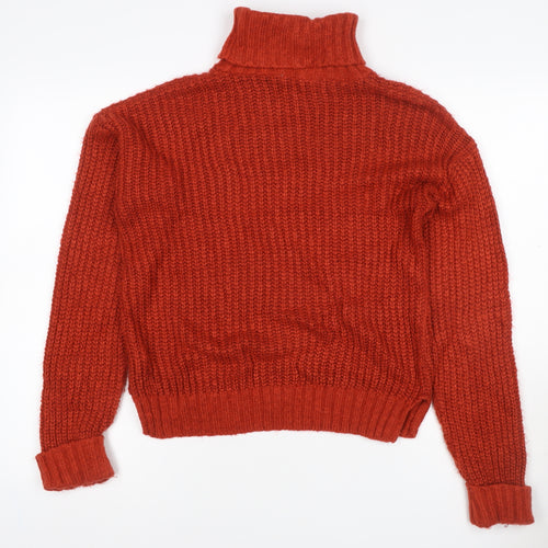 Glamorous Women’s Orange XS Chunky Knit Roll Neck Pullover Jumper