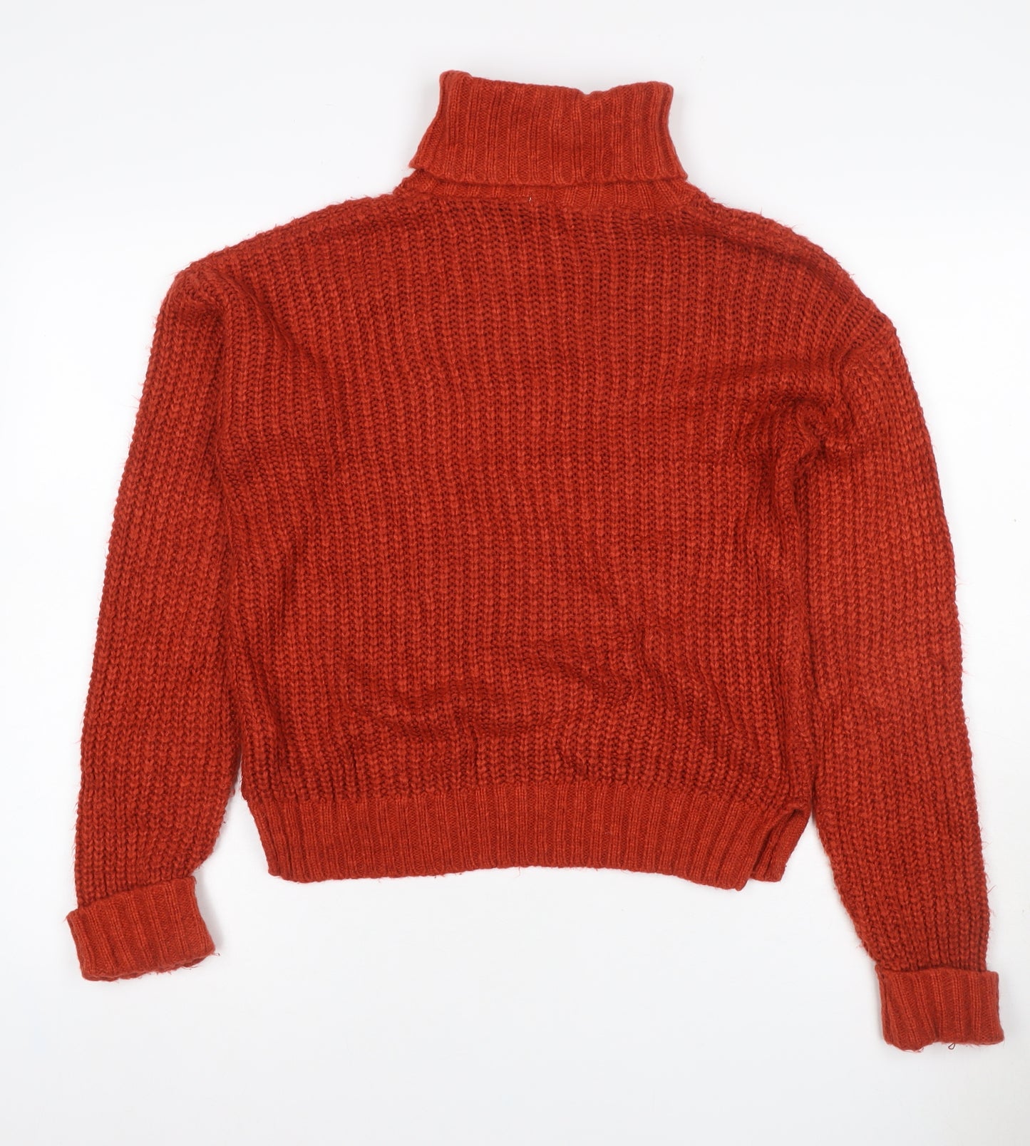 Glamorous Women’s Orange XS Chunky Knit Roll Neck Pullover Jumper