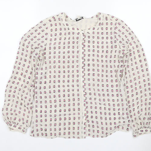 Fenn Wright Manson Women Ivory Pink Geometric Silk Blouse UK 8