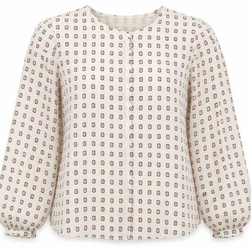 Fenn Wright Manson Women Ivory Pink Geometric Silk Blouse UK 8