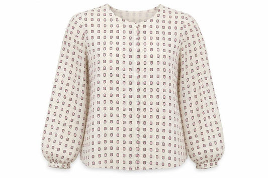 Fenn Wright Manson Women Ivory Pink Geometric Silk Blouse UK 8