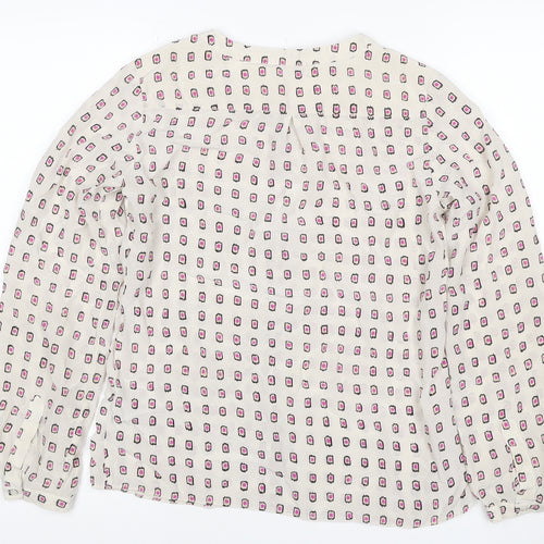 Fenn Wright Manson Women Ivory Pink Geometric Silk Blouse UK 8