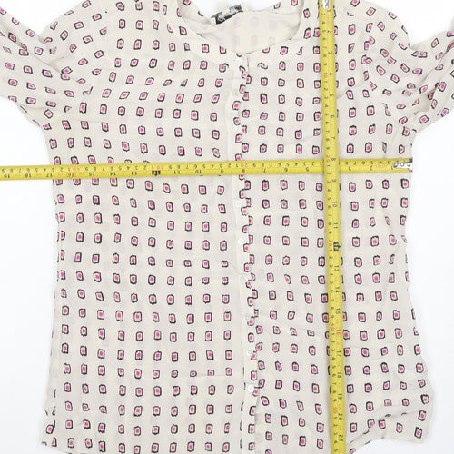 Fenn Wright Manson Women Ivory Pink Geometric Silk Blouse UK 8