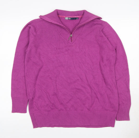 Isle Women Purple Size 18 1/4 Zip High Neck Knit Jumper