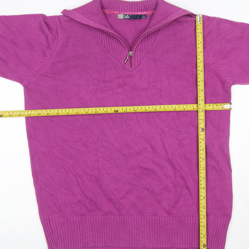 Isle Women Purple Size 18 1/4 Zip High Neck Knit Jumper