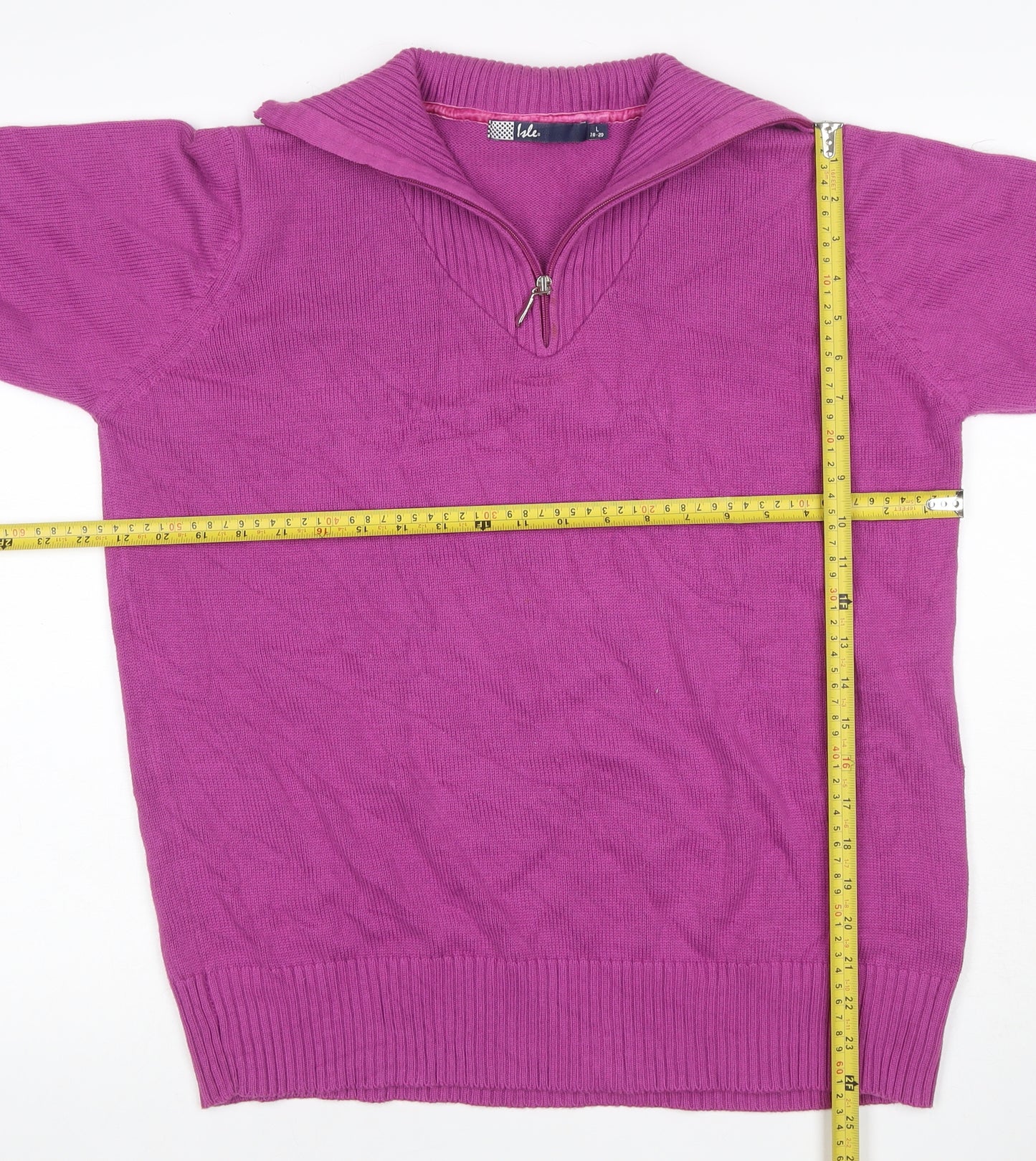 Isle Women Purple Size 18 1/4 Zip High Neck Knit Jumper