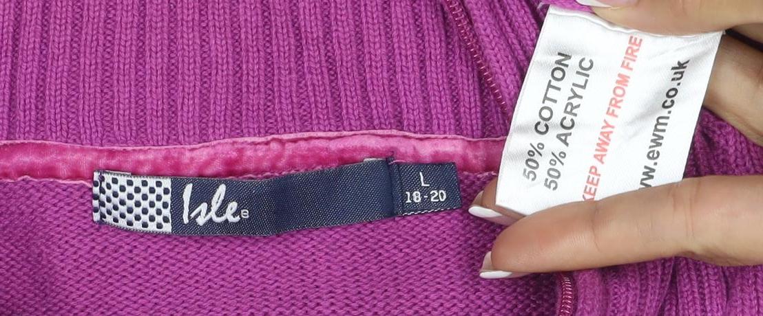 Isle Women Purple Size 18 1/4 Zip High Neck Knit Jumper