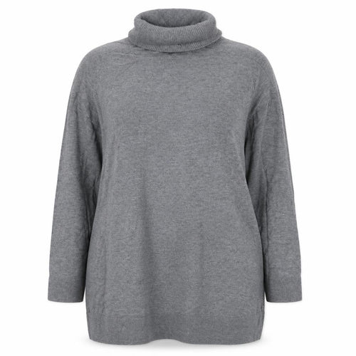 H&M Women Grey UK 14 Roll Neck Long Sleeve Knit Tunic Jumper