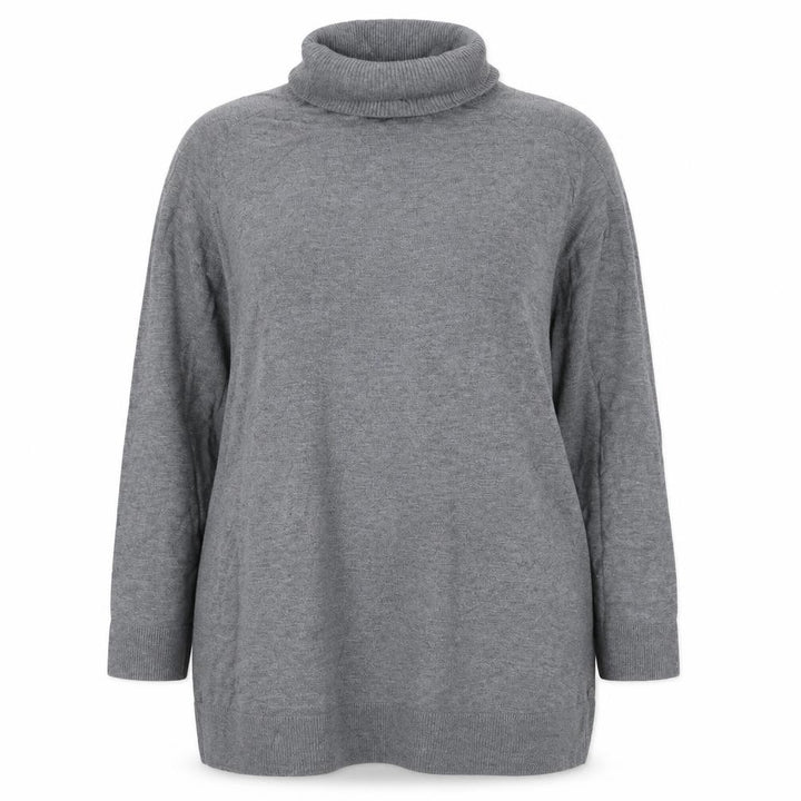 H&M Women Grey UK 14 Roll Neck Long Sleeve Knit Tunic Jumper