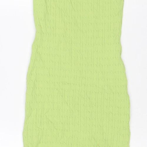 Bershka Women Green XS Bodycon Mini Knit Sleeveless Dress