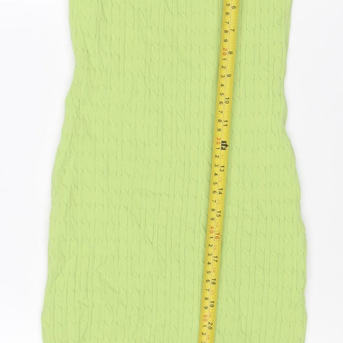 Bershka Women Green XS Bodycon Mini Knit Sleeveless Dress