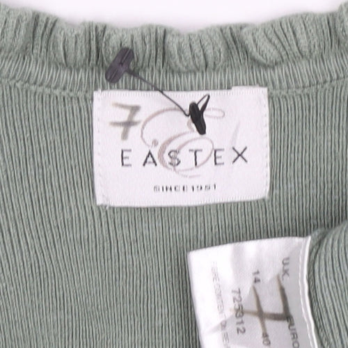 Eastex Women Green UK 14 Open Ruffle V-Neck Long Sleeve Cardigan
