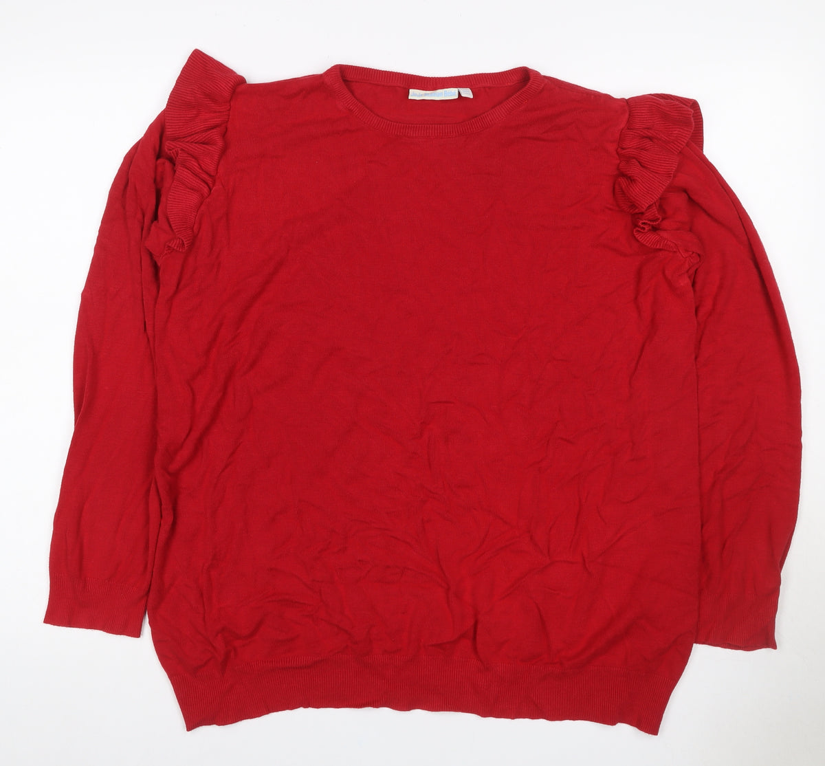 JoJo Maman Bébé Women Red L Ruffle Shoulder Knit Pullover Jumper