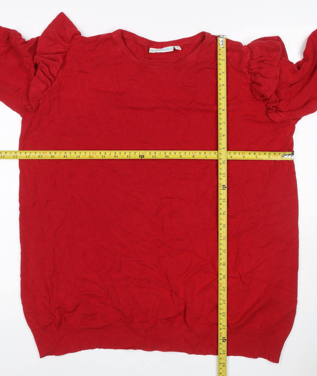 JoJo Maman Bébé Women Red L Ruffle Shoulder Knit Pullover Jumper
