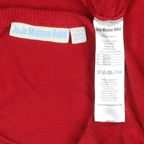 JoJo Maman Bébé Women Red L Ruffle Shoulder Knit Pullover Jumper