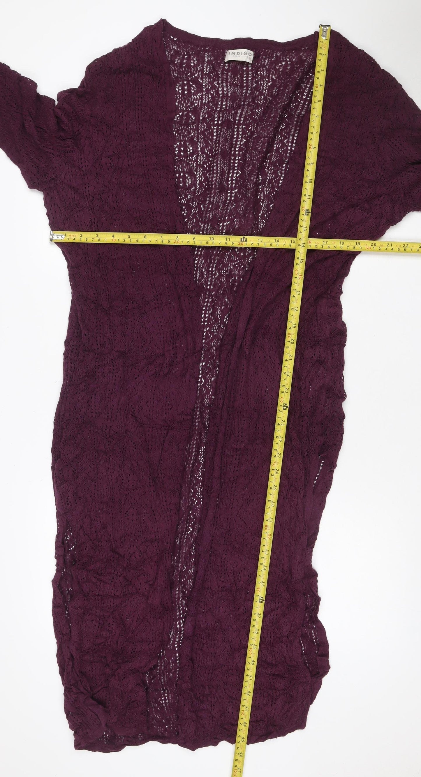 M&S Women Purple UK 18 Open Knit Long Sleeve Cardigan