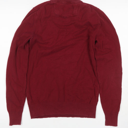 FatFace Men's Red XS V-Neck Pullover Cotton Blend Knit Jumper Logo