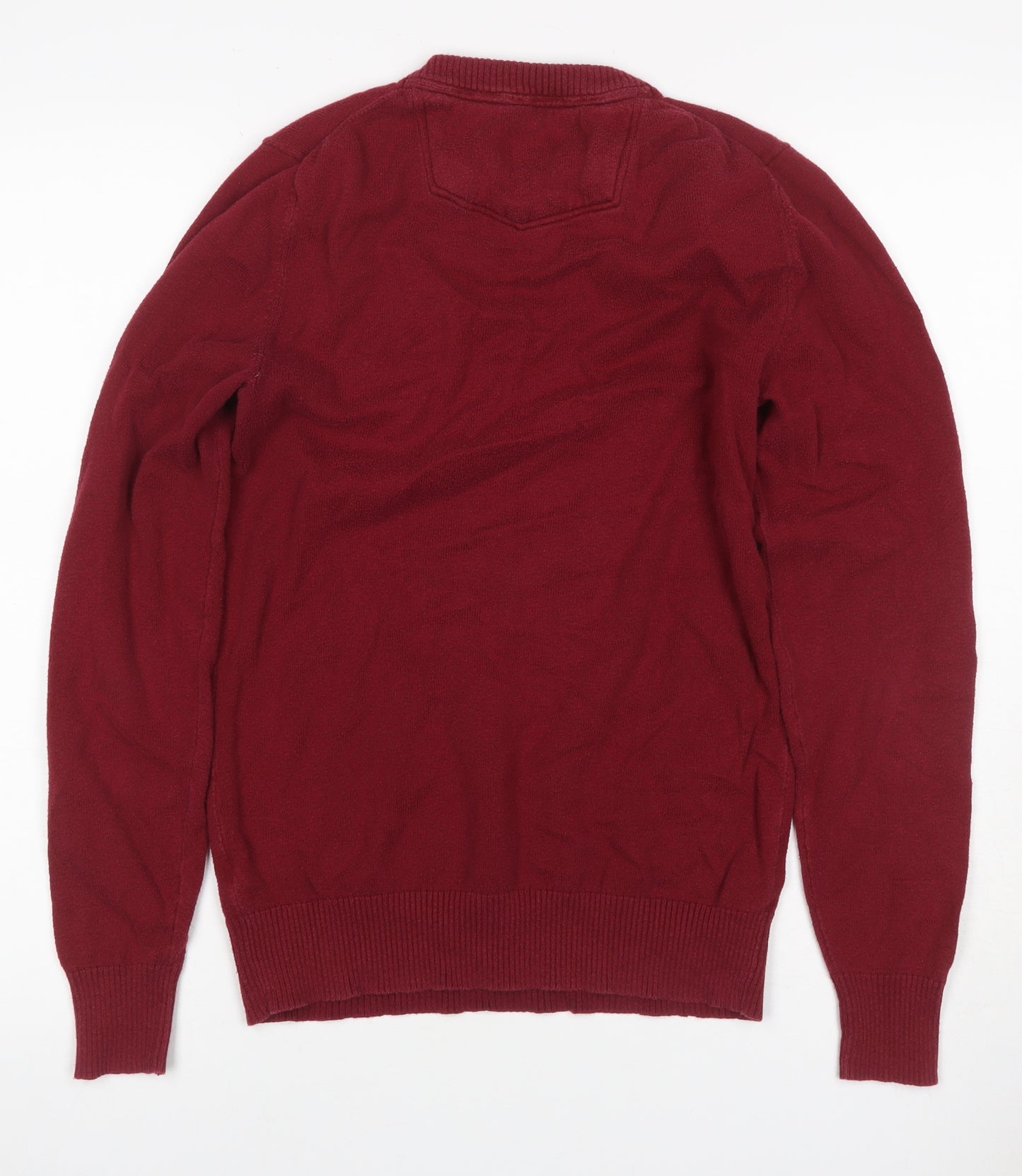 FatFace Men's Red XS V-Neck Pullover Cotton Blend Knit Jumper Logo